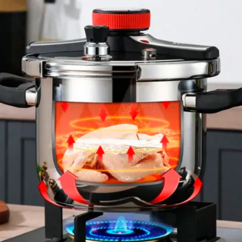 [Llévate 2 y paga 1] Olla de Presión TurboChef de Acero Inoxidable - A Prueba de Explosiones + REGALO: Kit de Utensilios